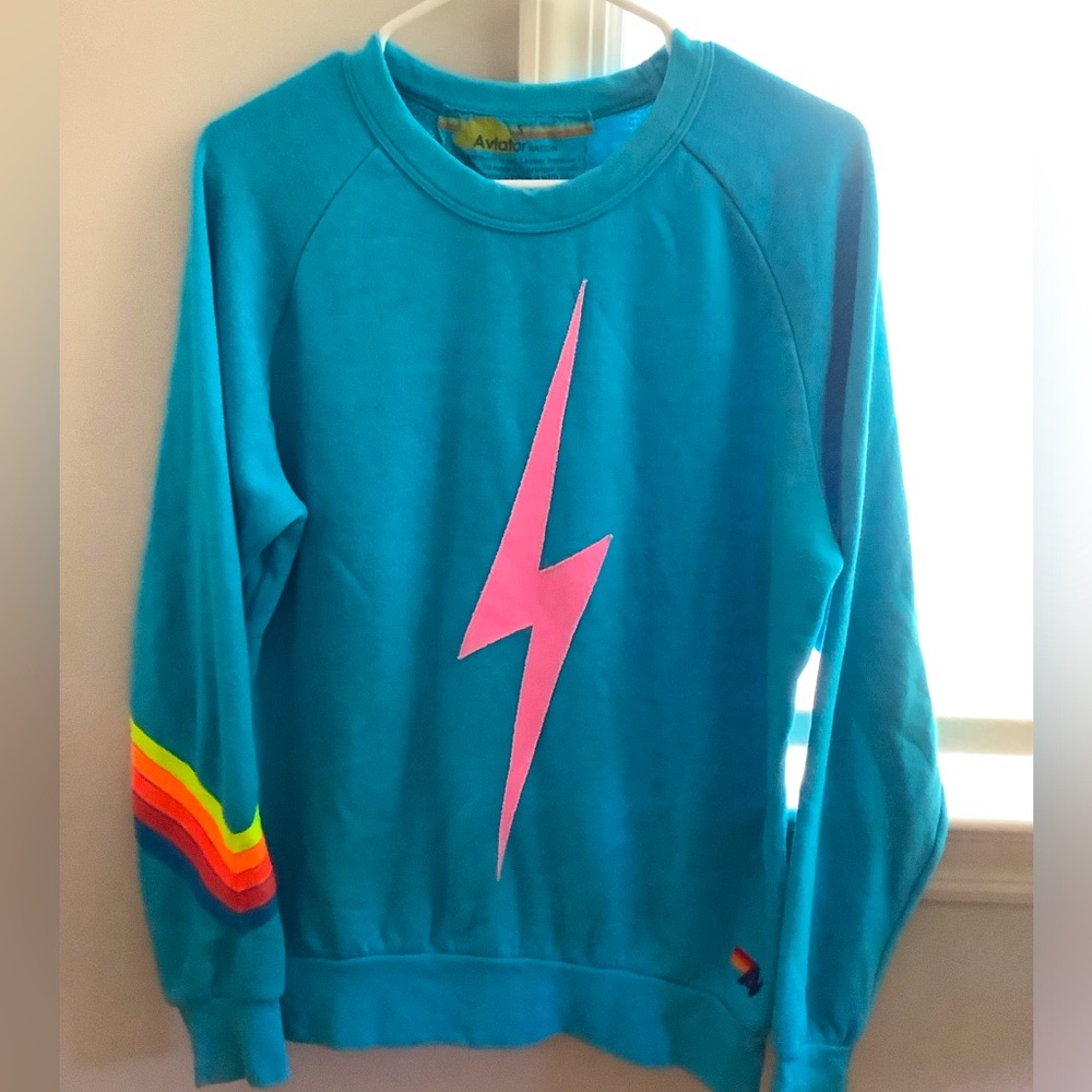 Blue aviator nation Lightning bolt sweatshirt